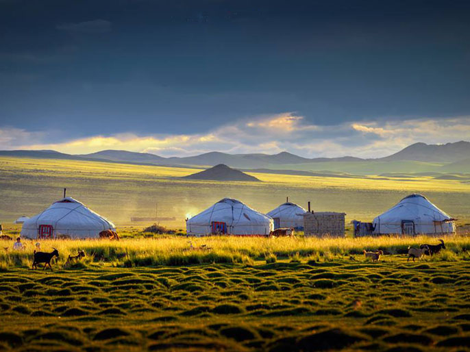 Nomadic families in Altai mountains
